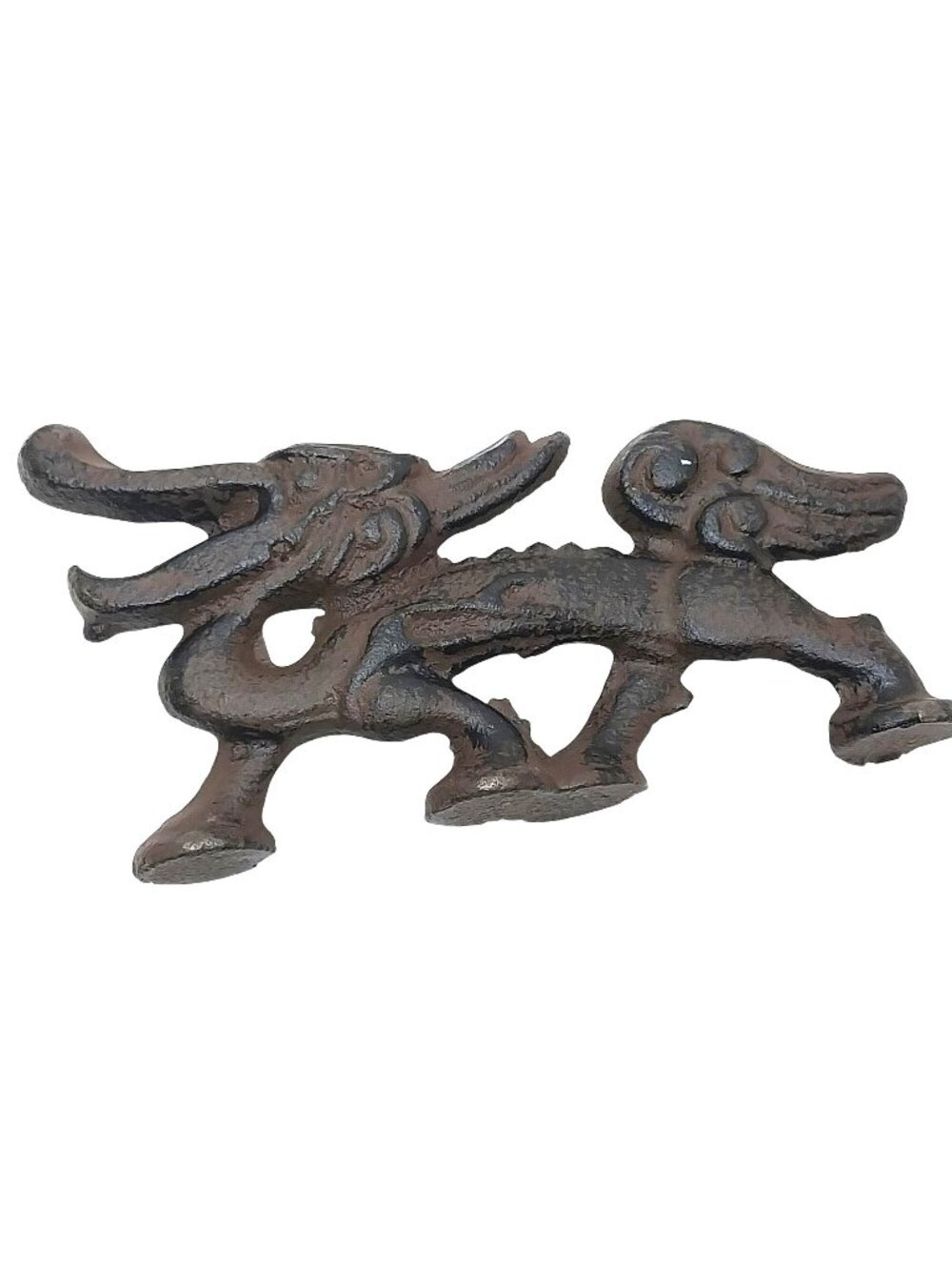 Japanese Dragon Cast Iron Bottle Opener Figurine 5" Rustic Brown Finish